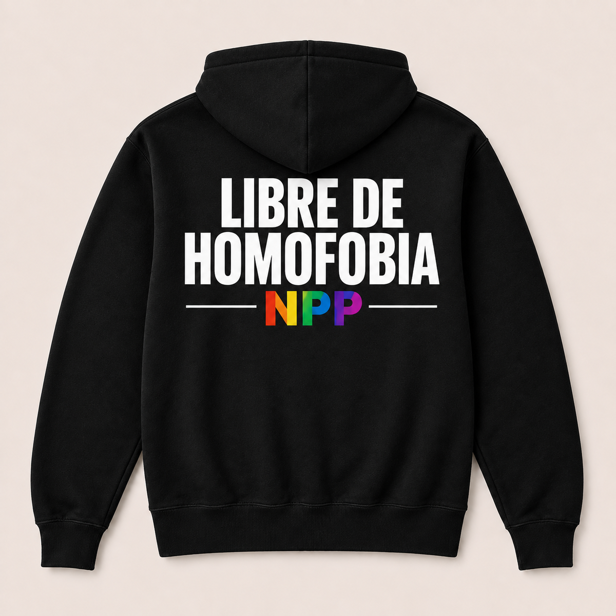 Libre de Homofobia — Sudadera con capucha, negro, vista espalda
