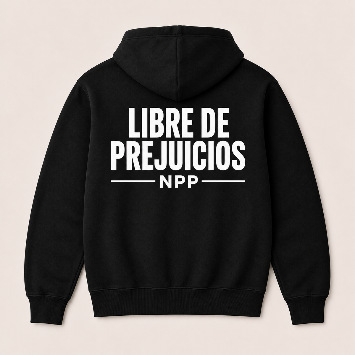 Libre de Prejuicios — Sudadera con capucha, negro, vista espalda