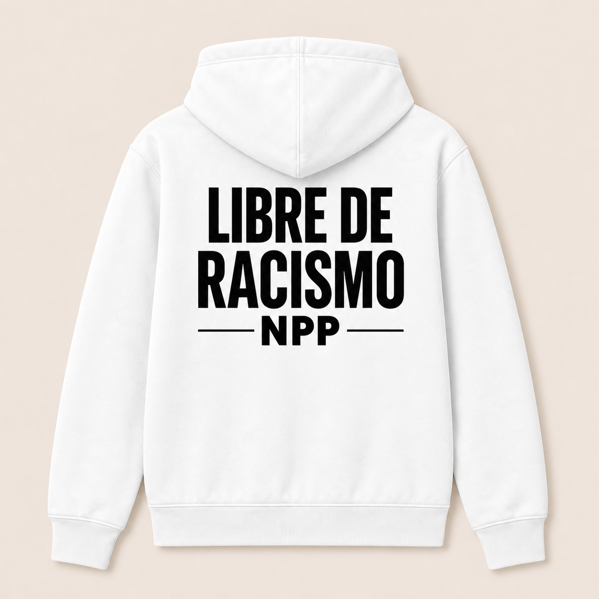 Libre de Racismo — Sudadera con capucha, blanco, vista espalda