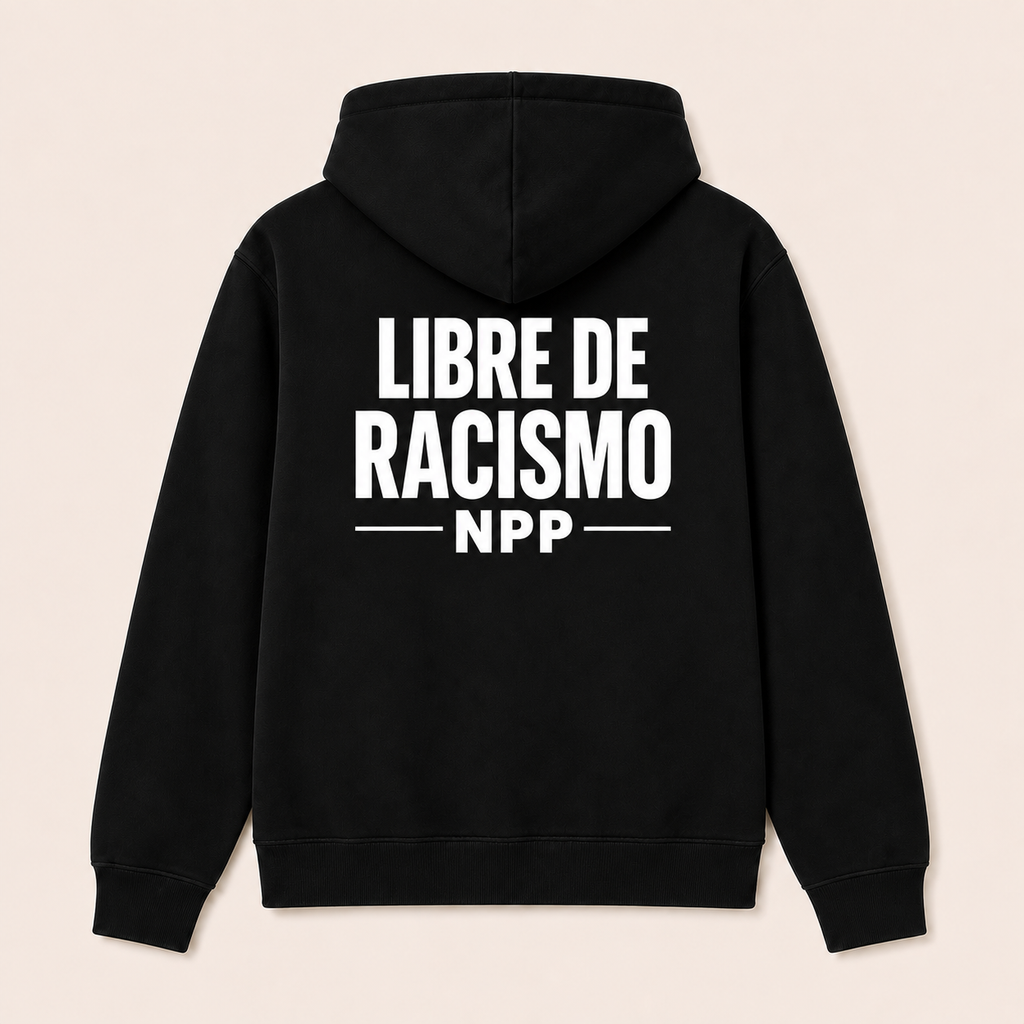 Libre de Racismo — Sudadera con capucha, negro, vista espalda