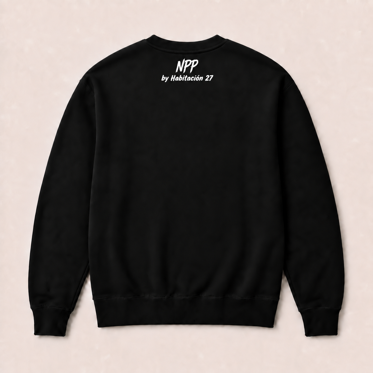 Sudadera sin capucha, negro, vista de espalda lisa
