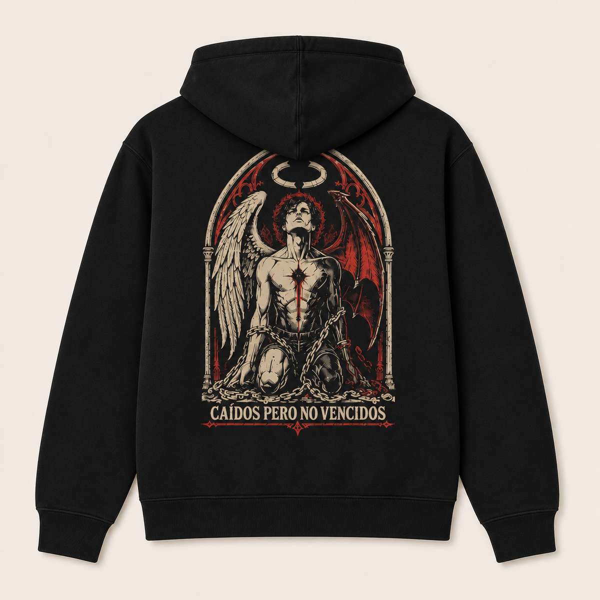 Caídos Pero No Vencidos — Sudadera con capucha, negro, vista espalda