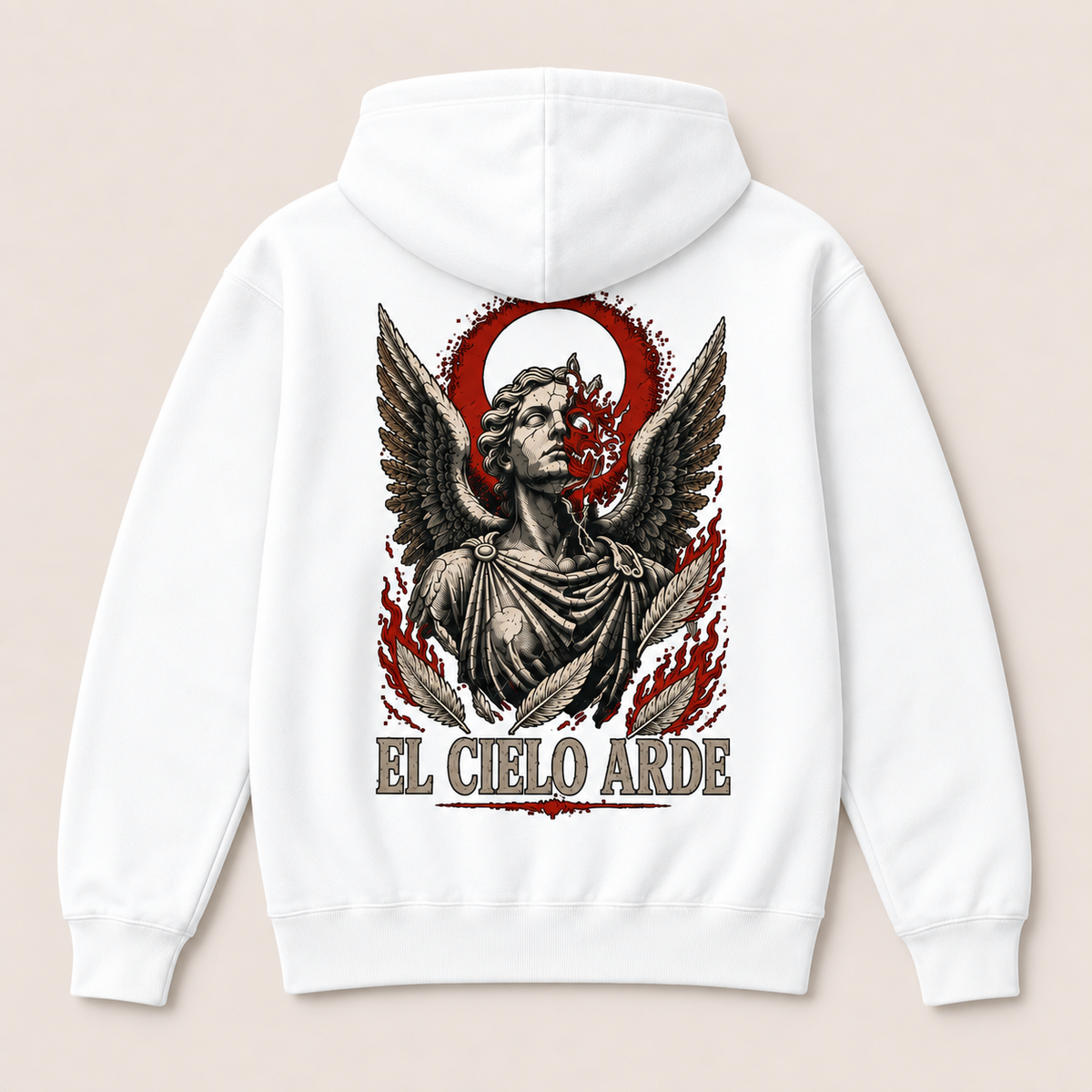 El Cielo Arde — Sudadera con capucha, blanco, vista espalda