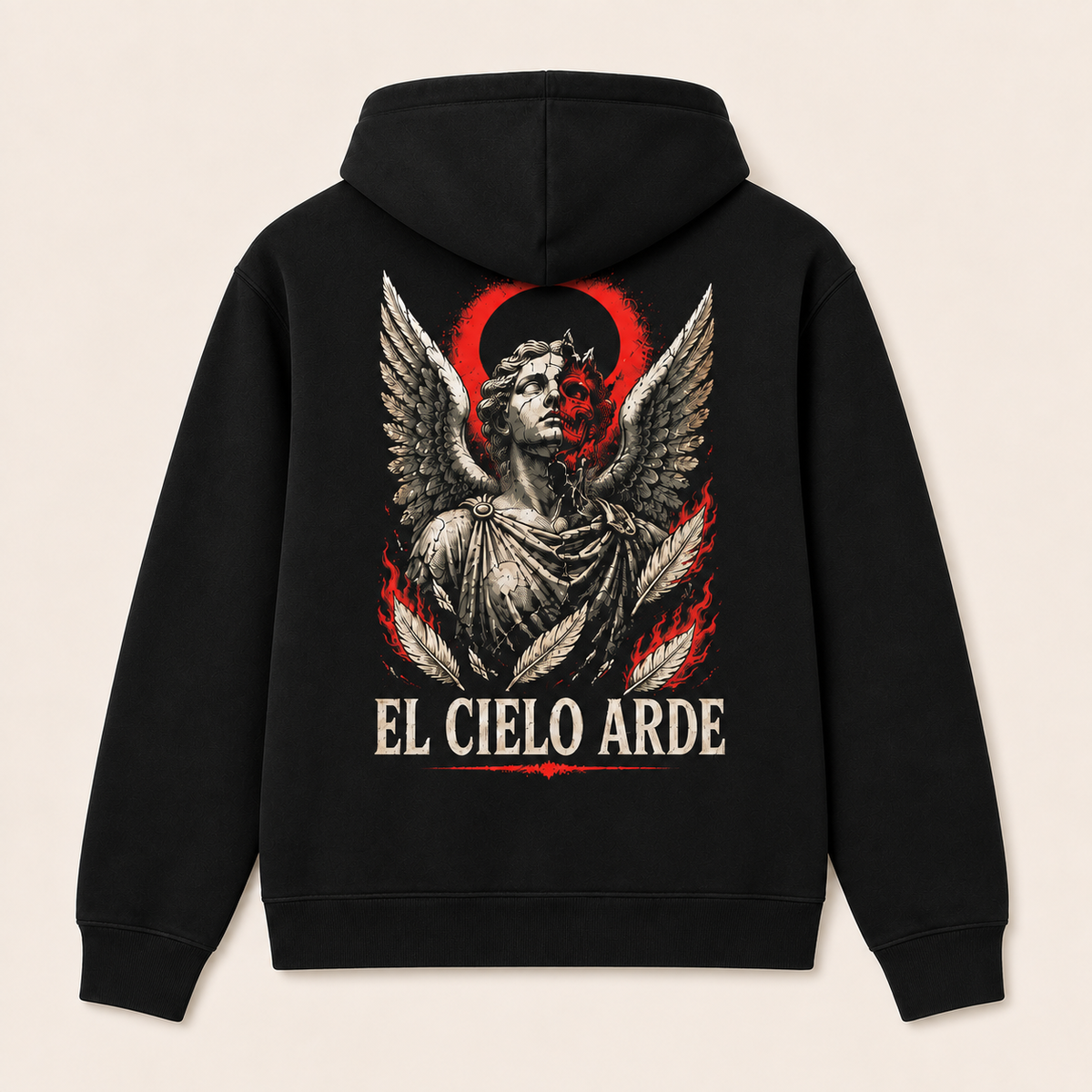 El Cielo Arde — Sudadera con capucha, negro, vista espalda