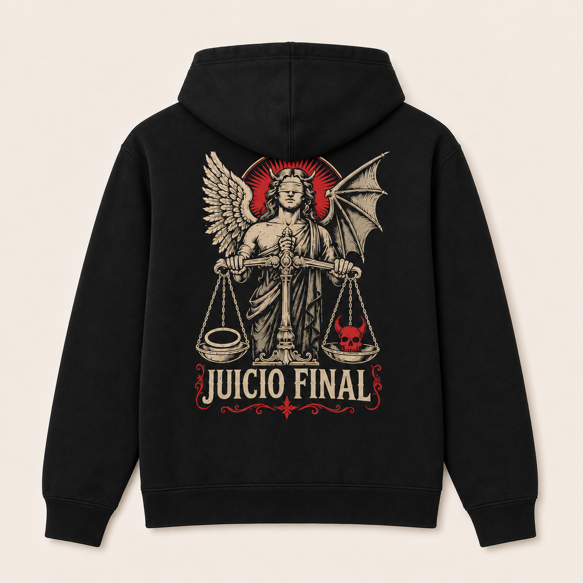 Juicio Final — Sudadera con capucha, negro, vista espalda