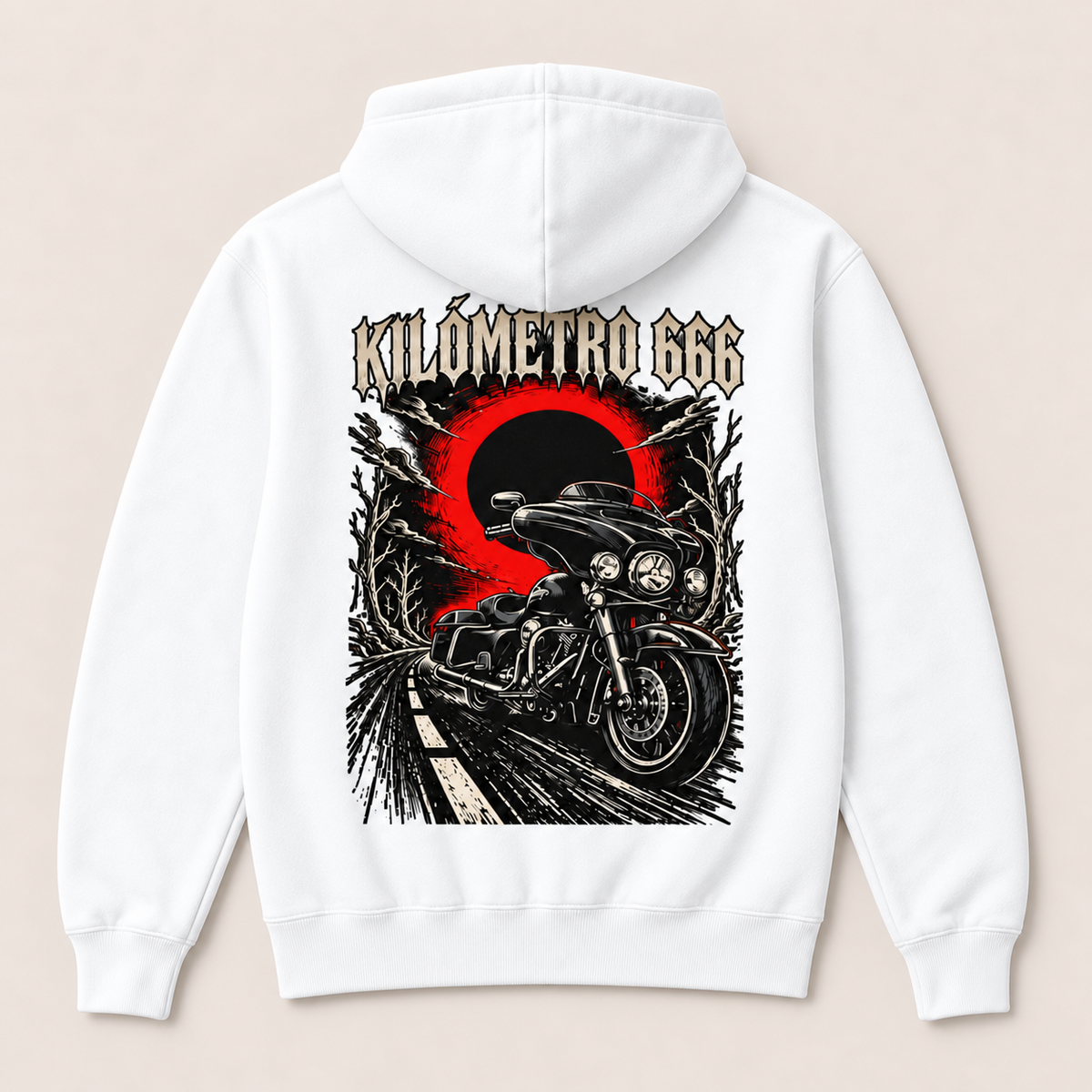 Kilómetro 666 — Sudadera con capucha, blanco, vista espalda