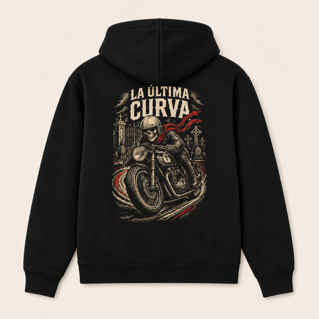 La Última Curva — Sudadera con capucha, negro, vista espalda