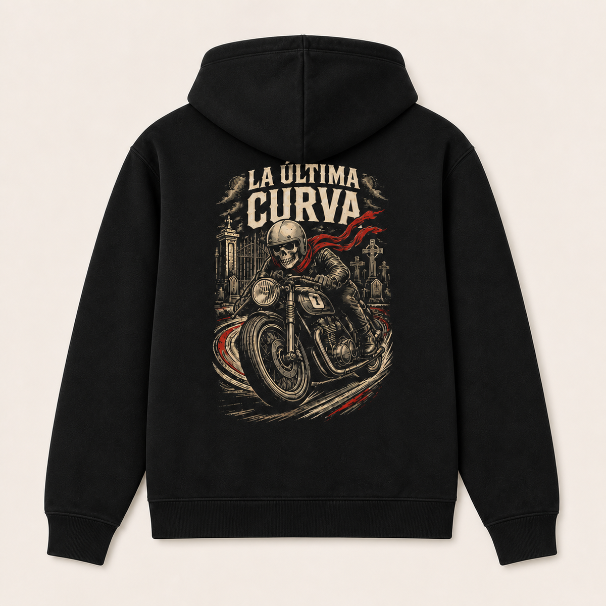 La Última Curva — Sudadera con capucha, negro, vista espalda