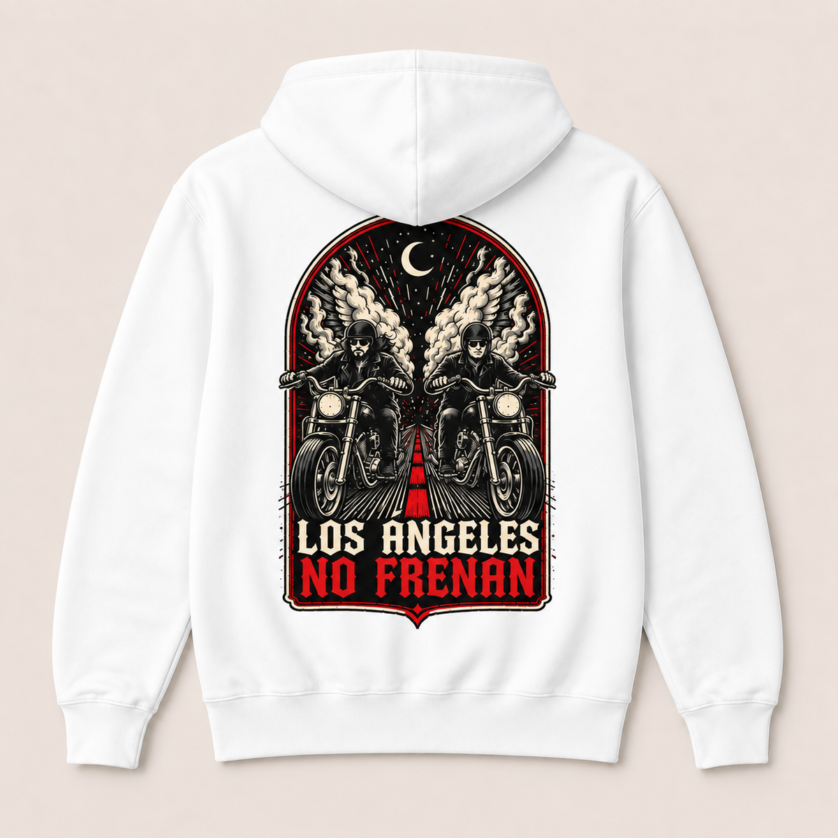 Los Ángeles No Frenan — Sudadera con capucha, blanco, vista espalda