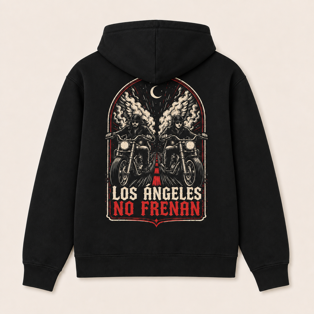 Los Ángeles No Frenan — Sudadera con capucha, negro, vista espalda