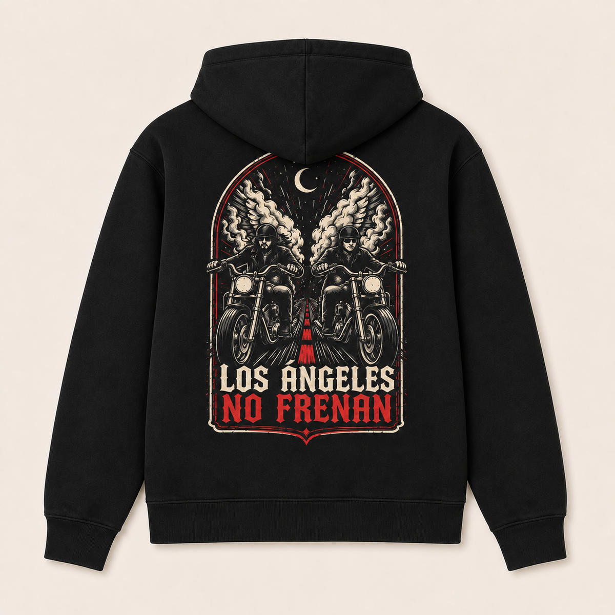 Los Ángeles No Frenan — Sudadera con capucha, negro, vista espalda