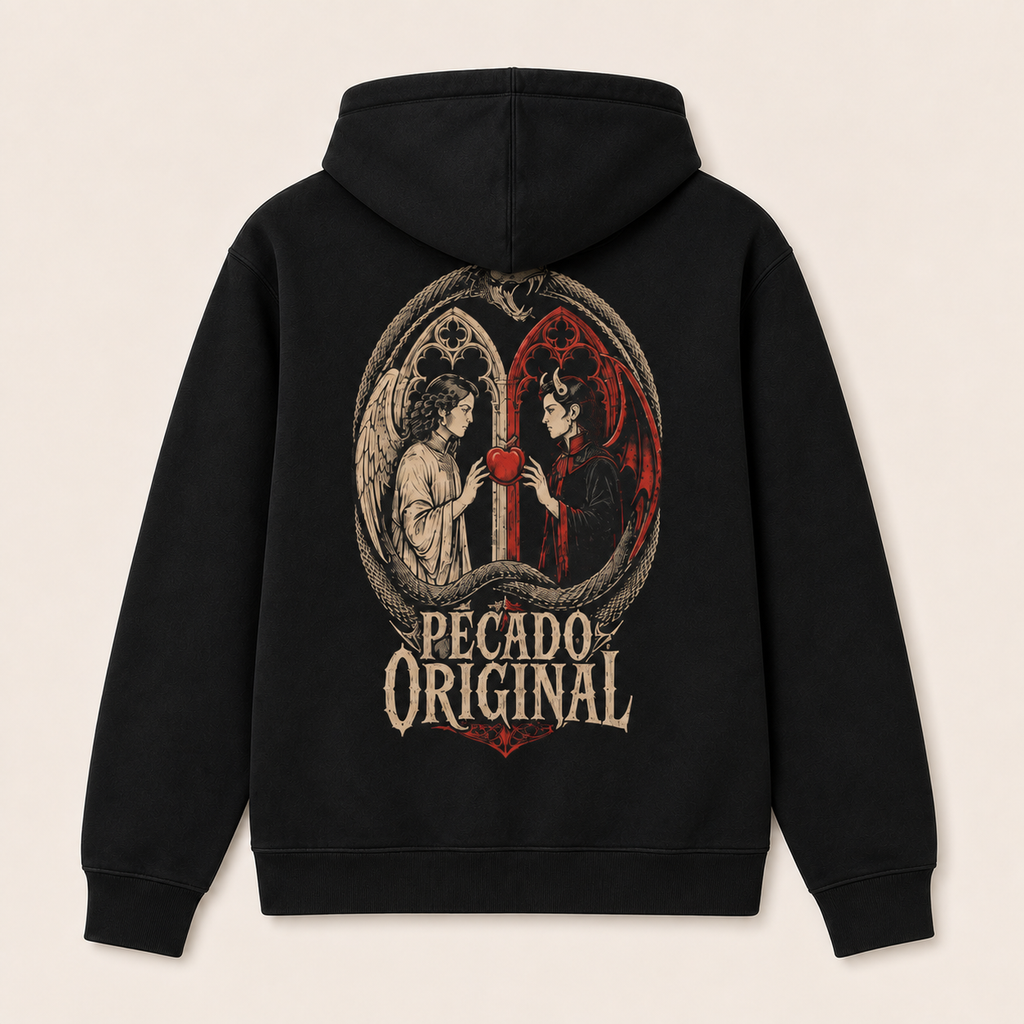 Pecado Original — Sudadera con capucha, negro, vista espalda