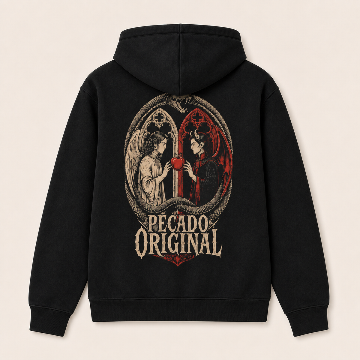 Pecado Original — Sudadera con capucha, negro, vista espalda