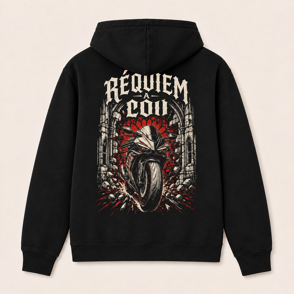 Réquiem a 200 — Sudadera con capucha, negro, vista espalda