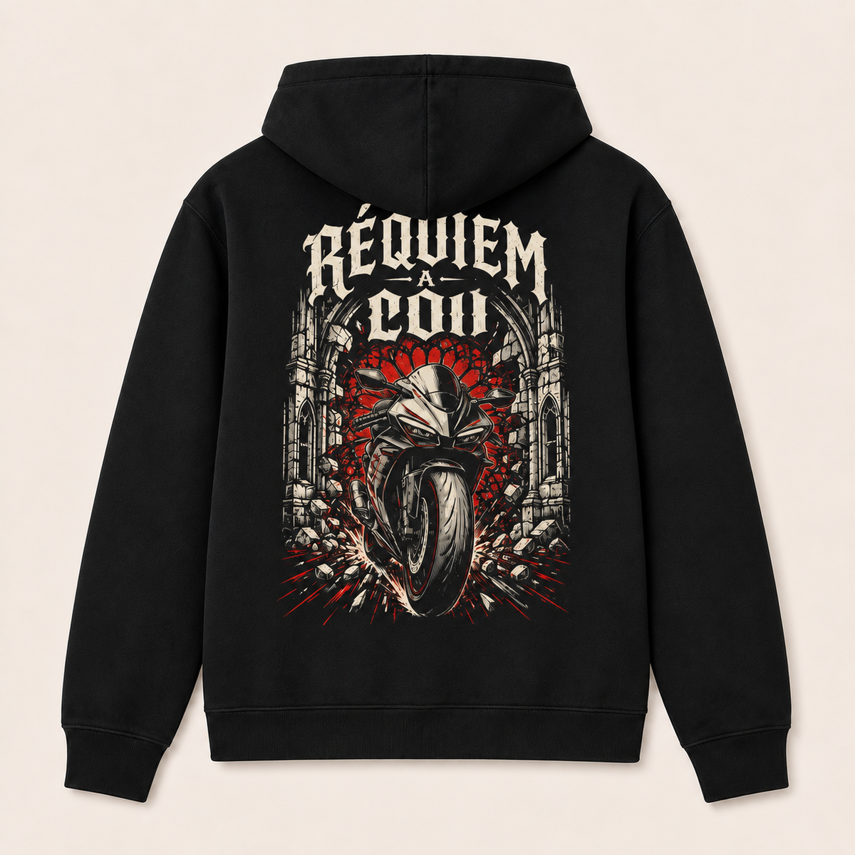 Réquiem a 200 — Sudadera con capucha, negro, vista espalda