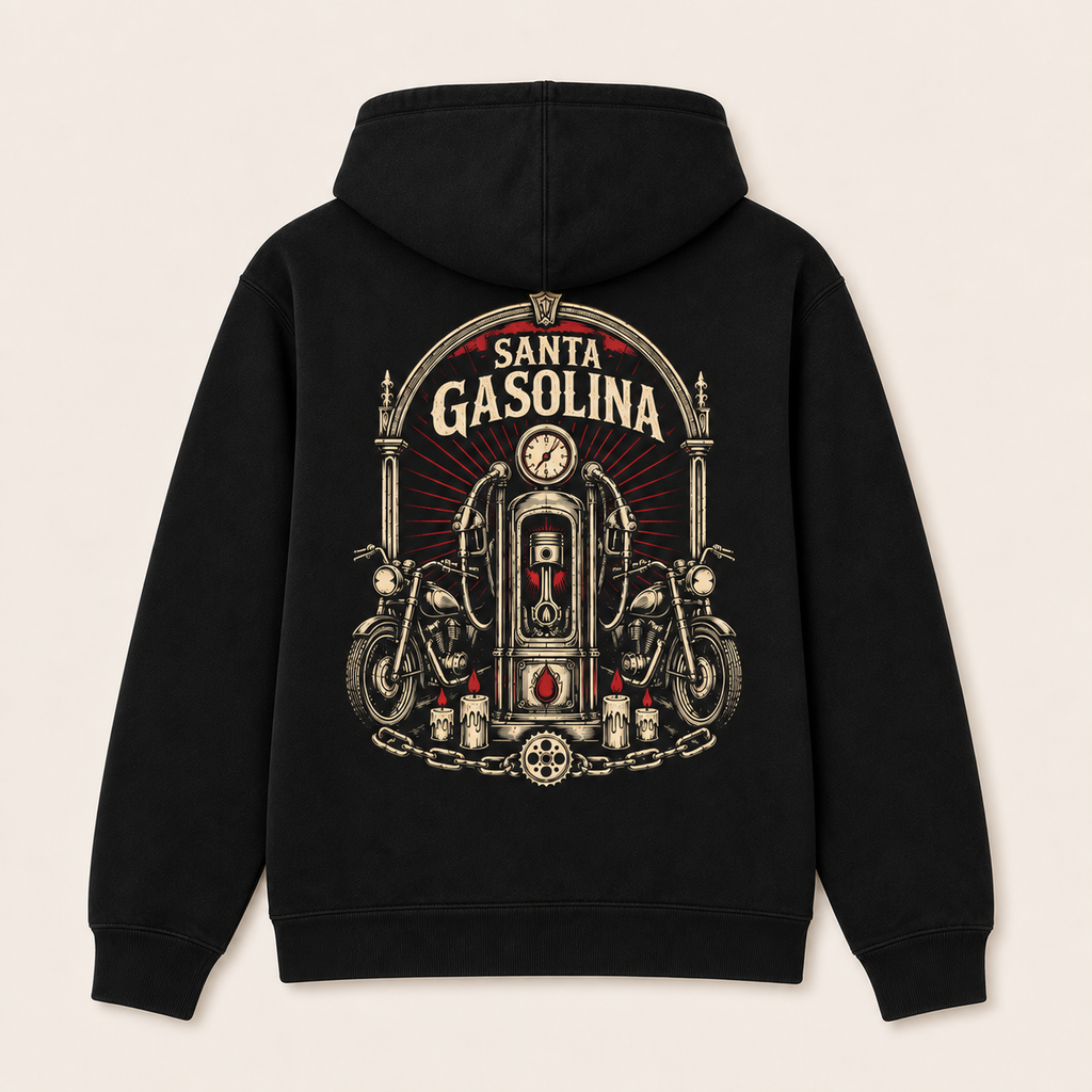 Santa Gasolina — Sudadera con capucha, negro, vista espalda