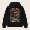 Viuda del Asfalto — Sudadera con capucha, negro, vista espalda