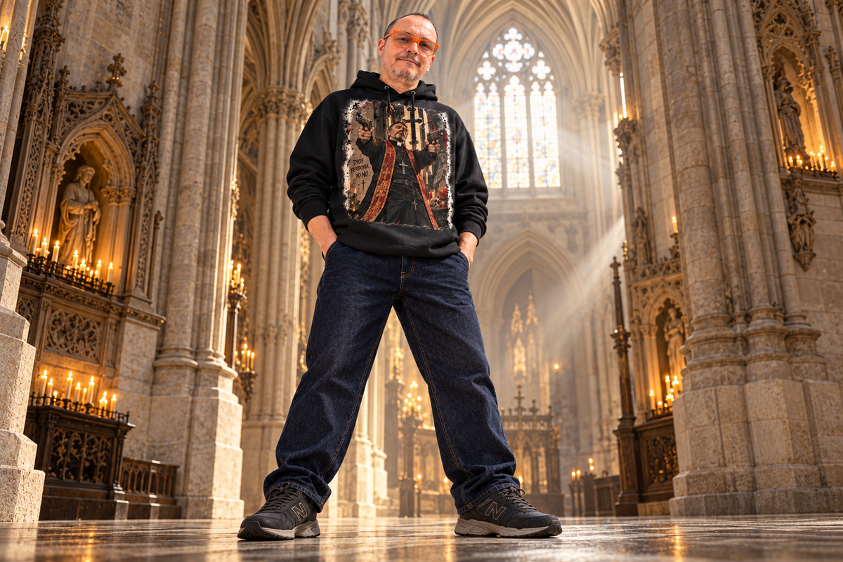 Dios perdona, yo no — Sudadera con capucha · Contradicciones · Ambiente místico