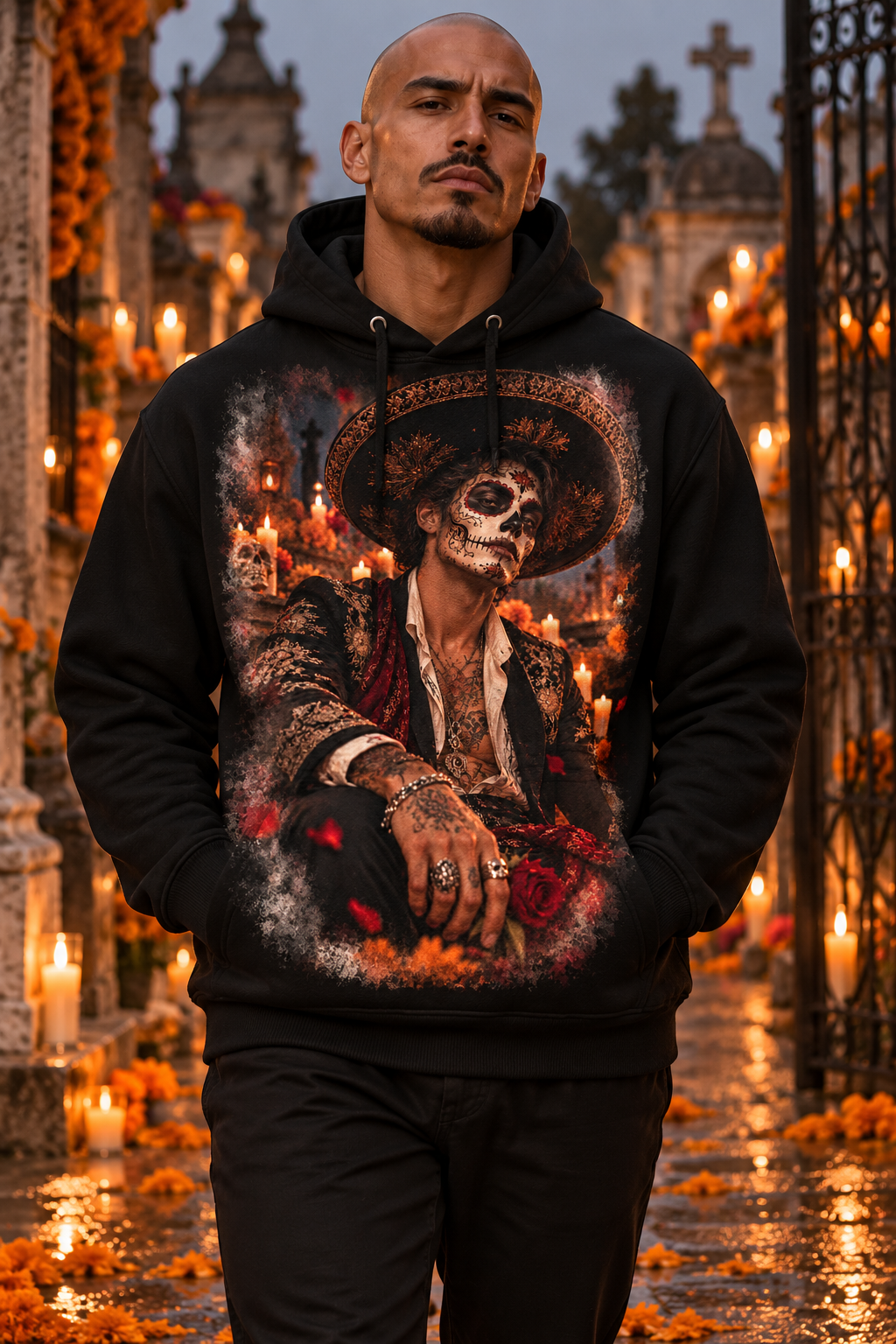 Señor de la Noche — Sudadera Catrín · Mockup frontal en negro